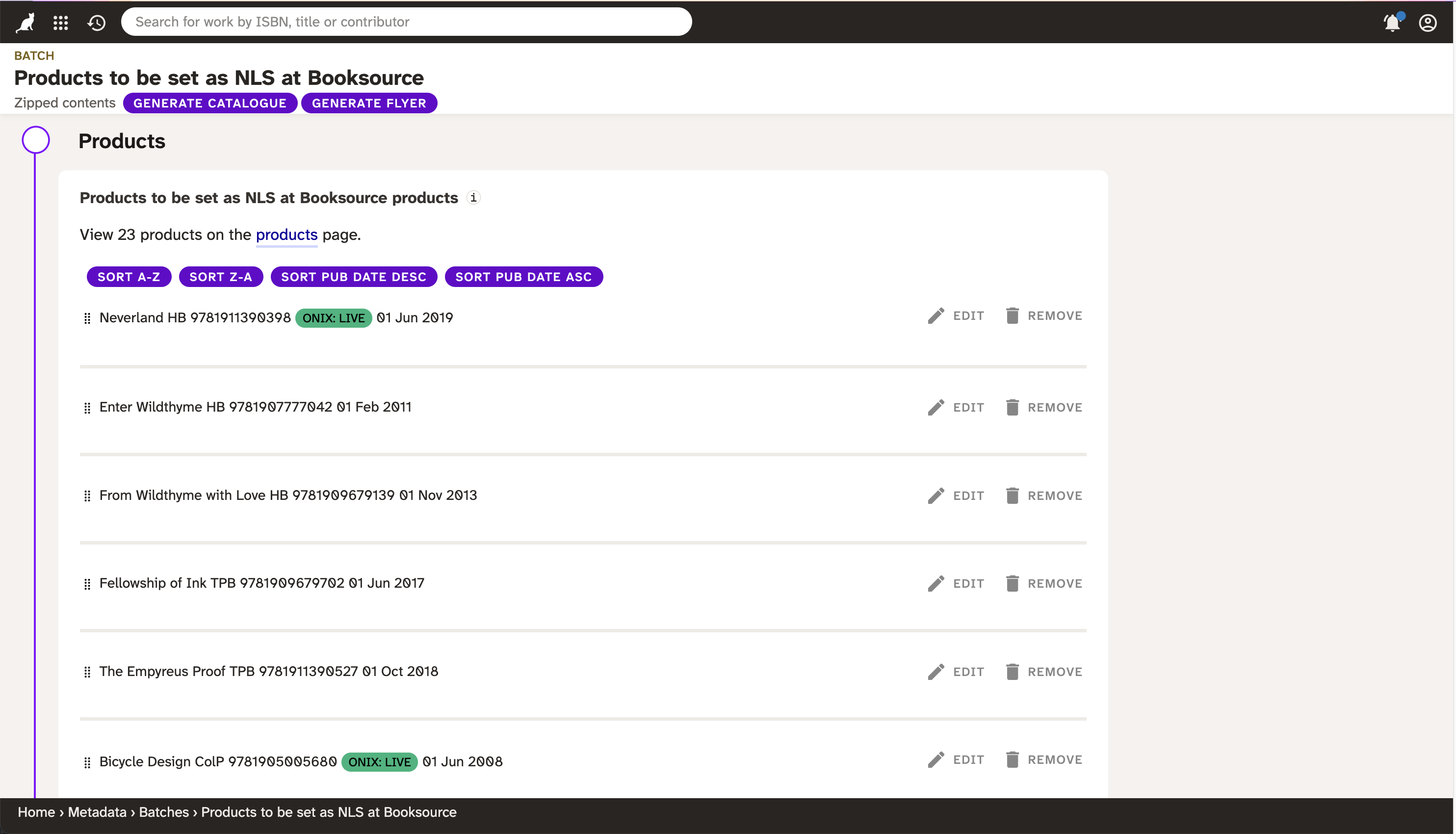 Screenshot of cover batches.